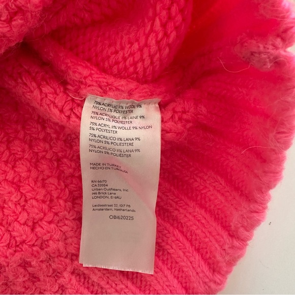 Maeve Anthropologie Neon Pink Cable Knit oversized Crew Neck Sweater - Picture 8 of 8
